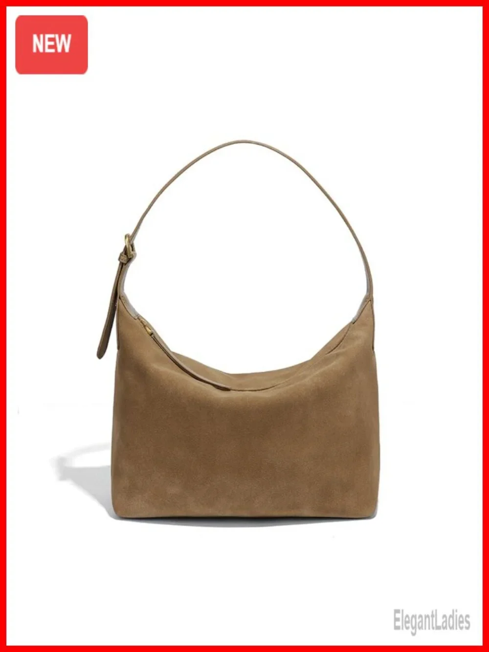 Faux Suede Hobo Bag for Women - Vintage Shoulder Crossbody Purse with 2